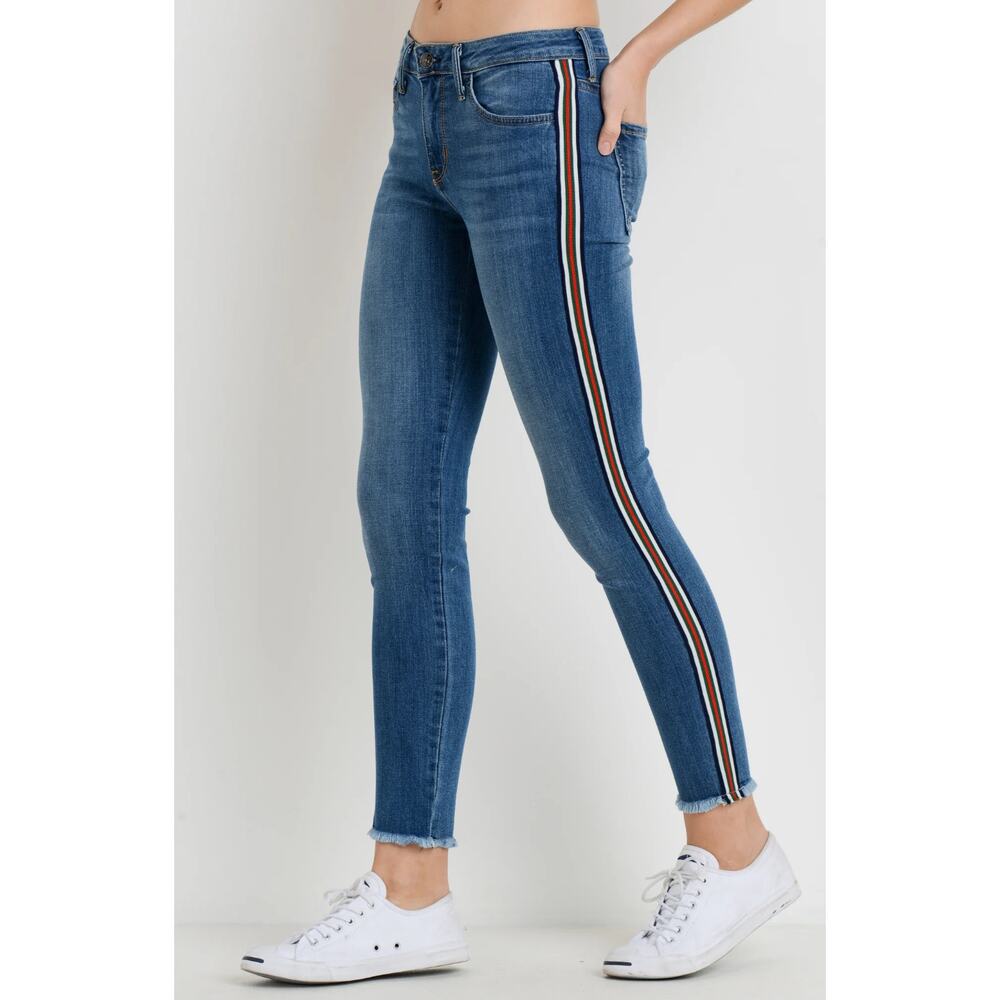 Abercrombie & Fitch Simone High Rise Ankle Jeans‎ Women Size 4S Blue Side Stripe